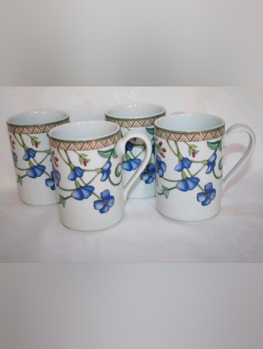 Dansk Umbrian Flowers Floral Porcelain Mugs - Set of 4